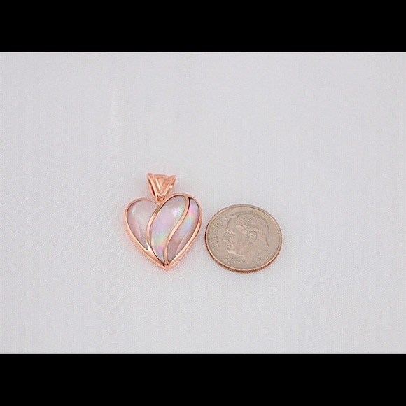 Kabana 14k Gold Mother Of Pearl Diamond Heart Pendant Necklace Estate Jewelry - Picture 6 of 6